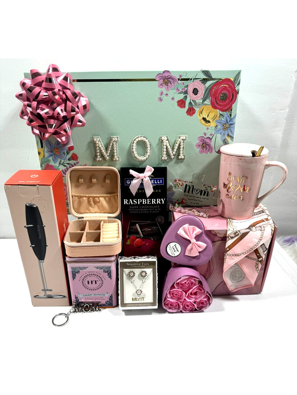 Mother's Day Gift Box with Flowers, Spa Items